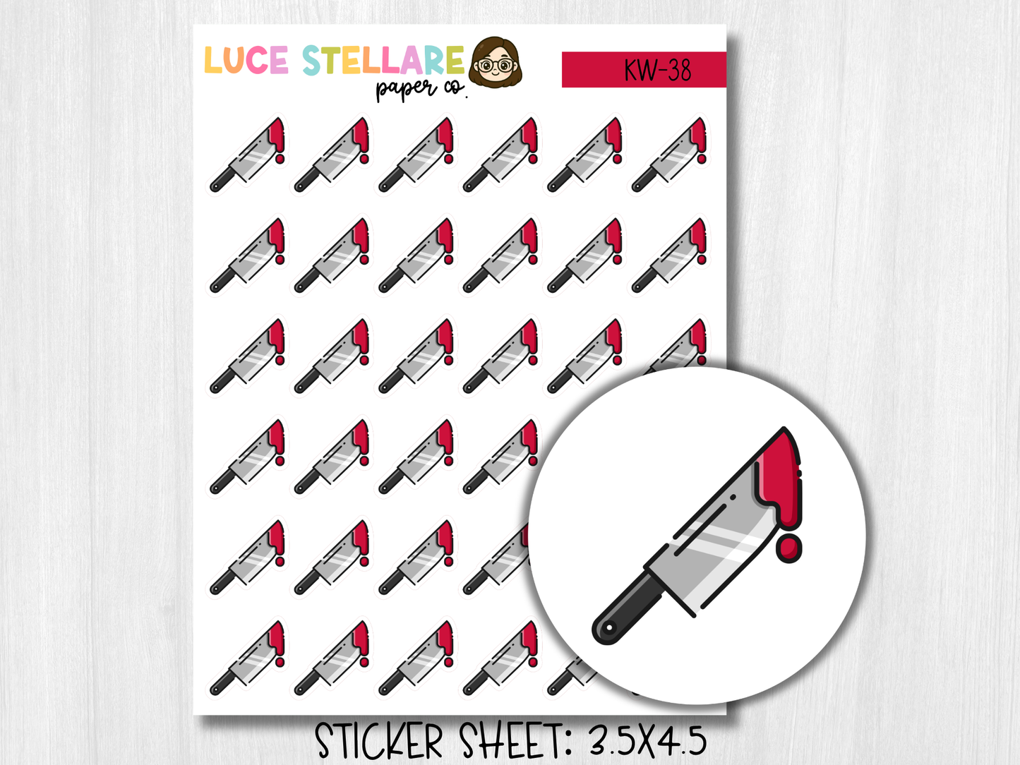 Bloody Knife Icon Planner Stickers / KW-38