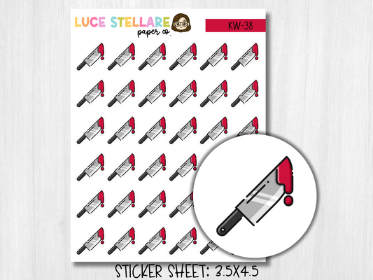 Bloody Knife Icon Planner Stickers / KW-38