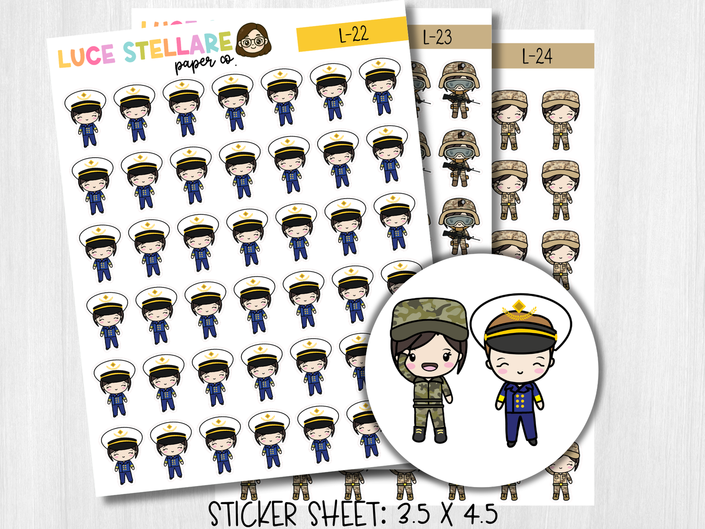 Army Men and Women Planner Stickers / L-22