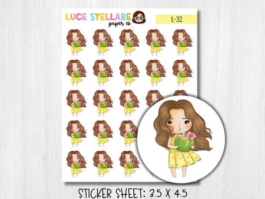 Vacation Summer Girl Planner Stickers / L-32