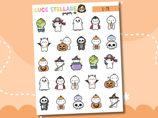 Halloween Puppet Planner Stickers / L-78