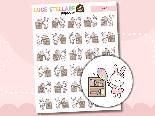 Bunny Cleaning Planner Stickers / L-80