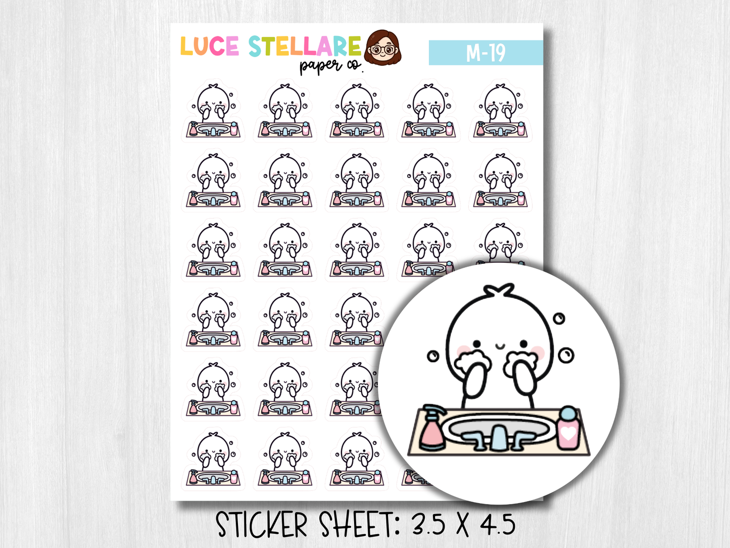 Wash Face Sticker Sheet / M-19