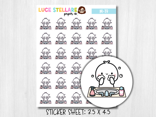Wash Face Sticker Sheet / M-19