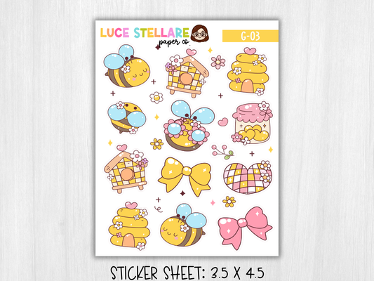 Bumble Bee Deco Planner Stickers / G-03