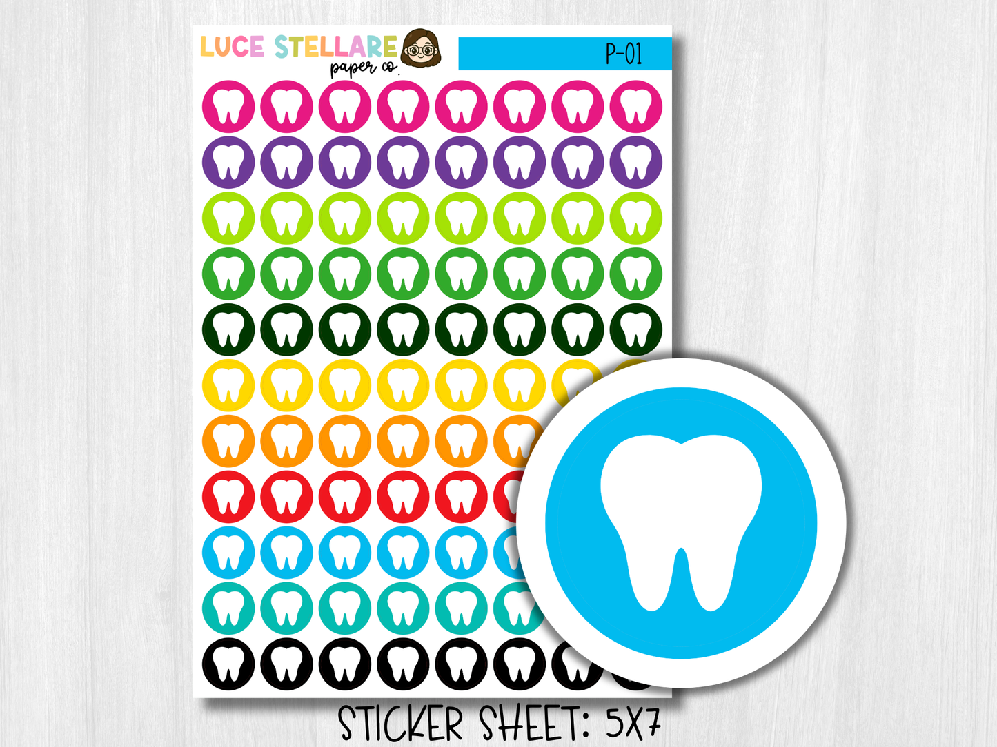 Tooth Icon Dot Planner Stickers / P-01