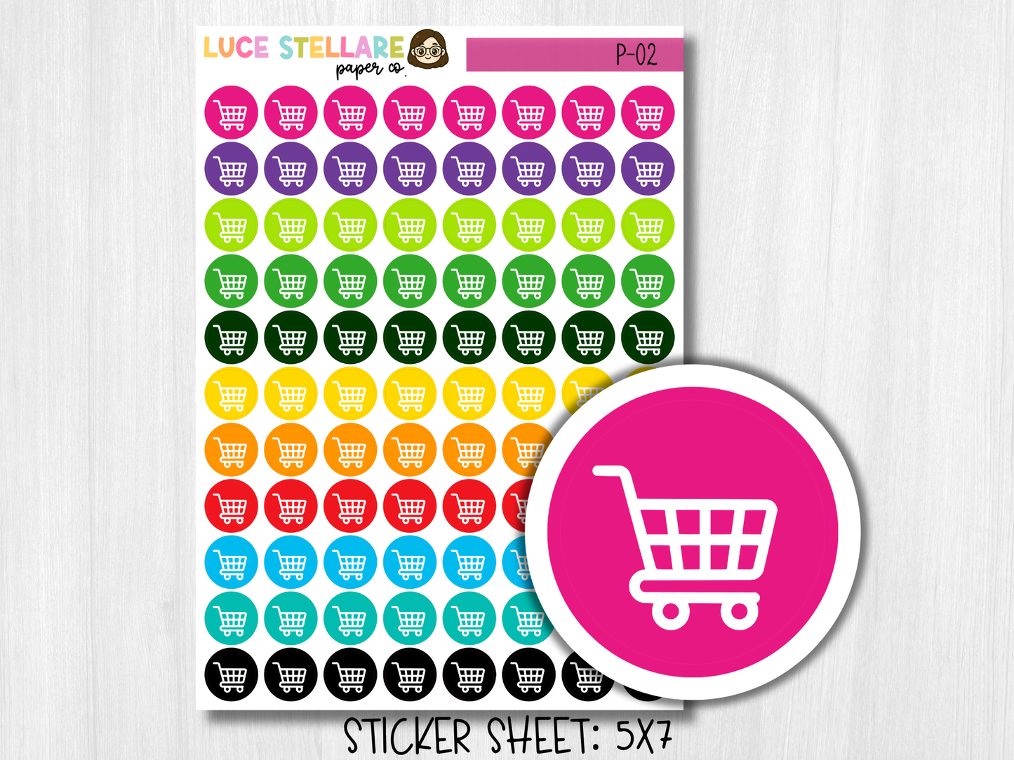 Shopping Cart Icon Dot Planner Stickers / P-02