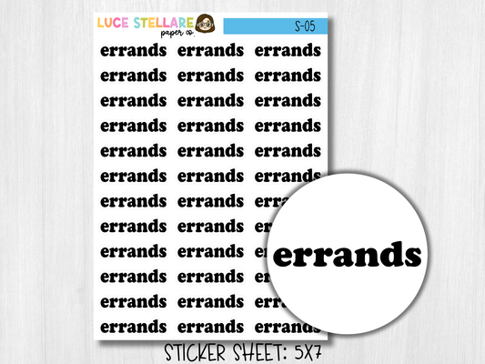 Errands Script Planner Stickers /S-05