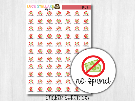 No Spend Tracker Planner Stickers / D-08