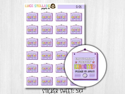Emotionally Exhausted Deco Planner Stickers / G-06