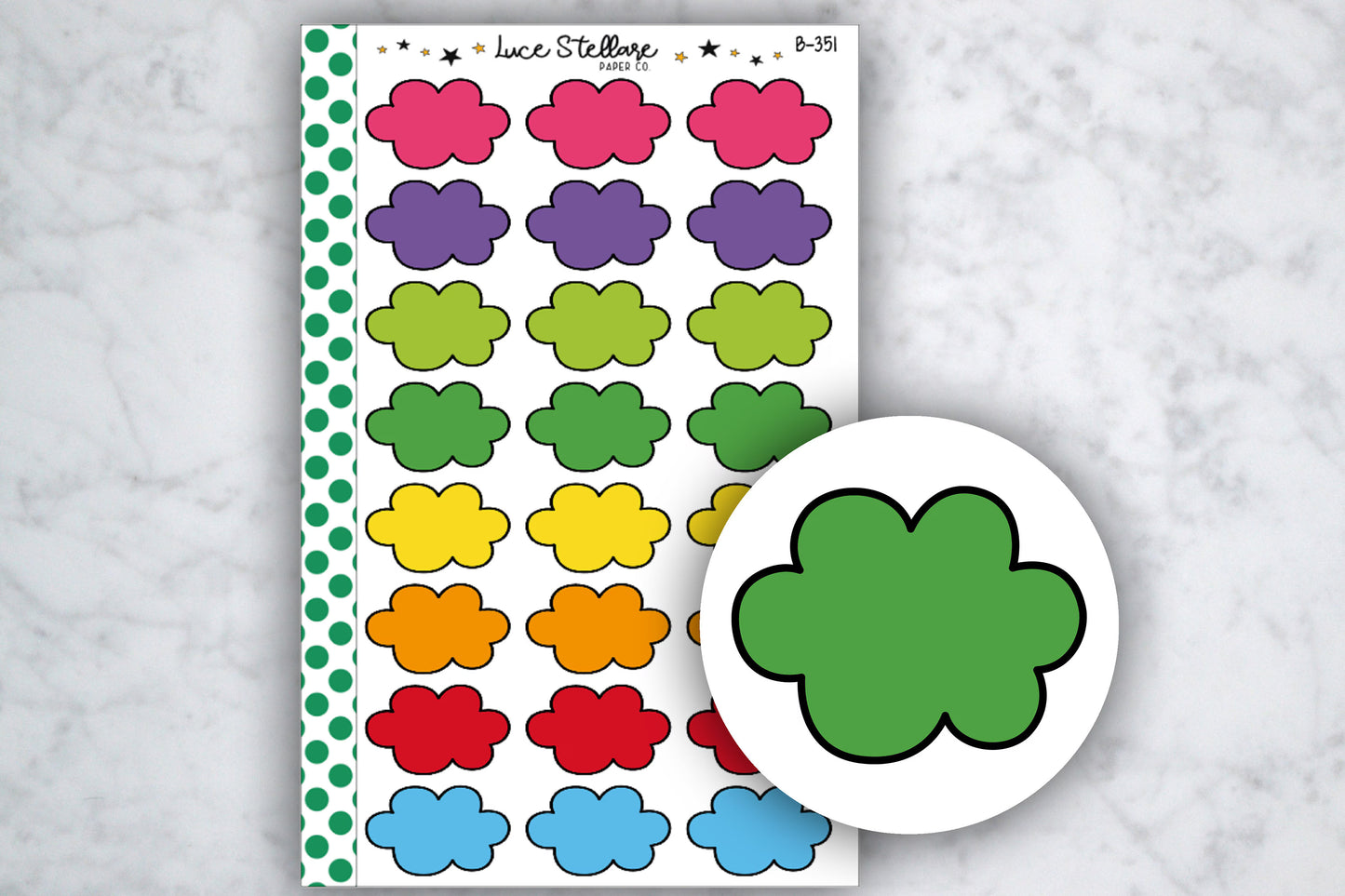 Doodle Cloud Half Box Stickers /  B-351
