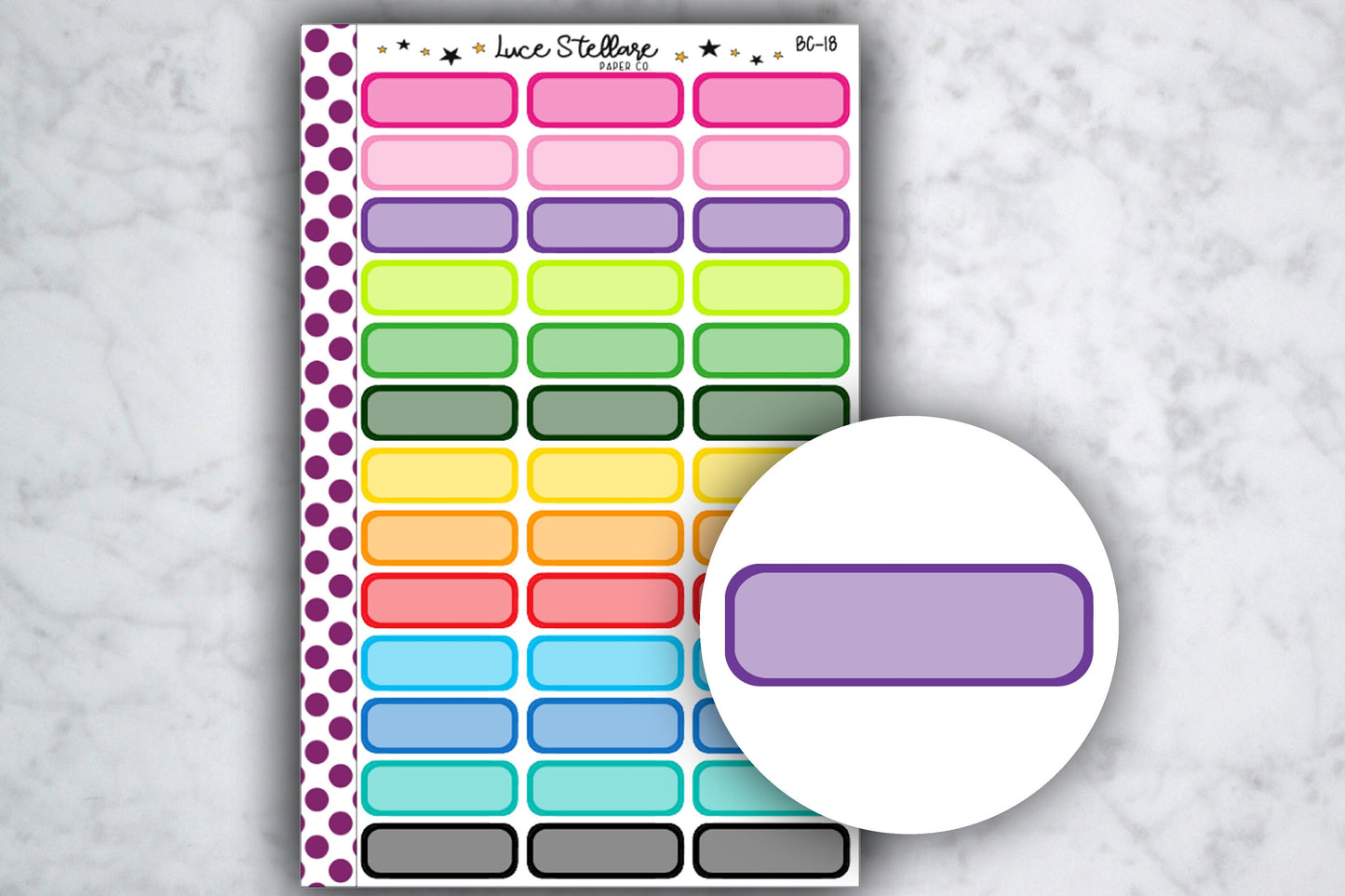 Rounded Quarter Boxes Stickers / BC-18