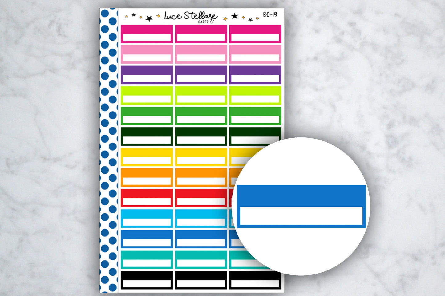 Blank Quarter Boxes Stickers / BC-19